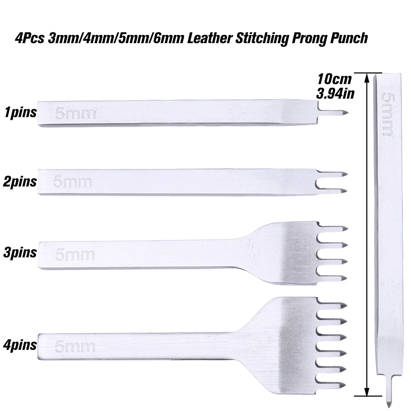KRABALL 4PCS/Set Spacing Punch Hole Punching Tool Hand Hole Punches Leather Craft Tool For Wallet Belt 3/4/5/6MM leather hole puncher leather hole punch leather punch tool hole punch cutter set round hole punch cutter set round hole punch set