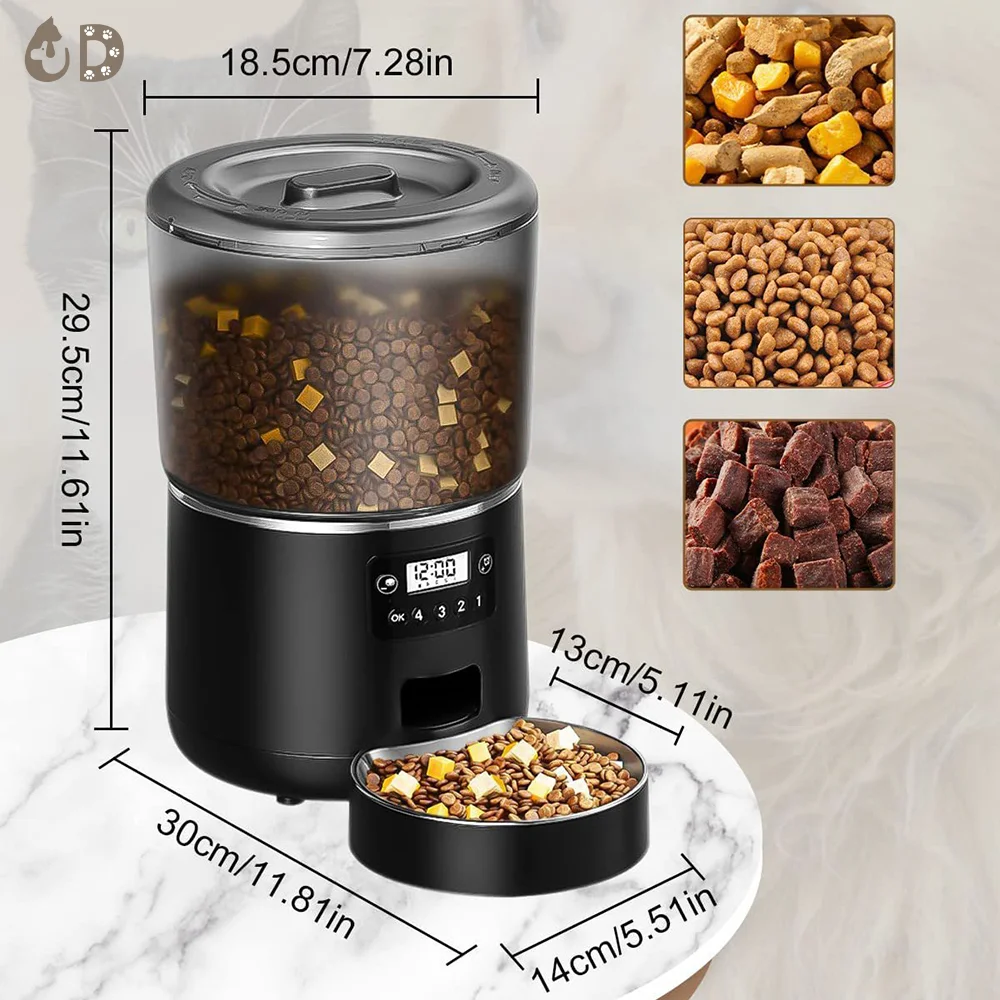4L TuYa Wi-Fi Button Automatic Timmer Bowl Auto Feeder 4L Smart Pets Feeder Suitable for Small Cats and Dog Remote Feeding