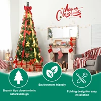 Christmas Tree with 150 Warm White UL Lights – Pre-Decorated with Red & Gold Ornaments, Flowers, Ribbons & Bows – Easy Assembly 6