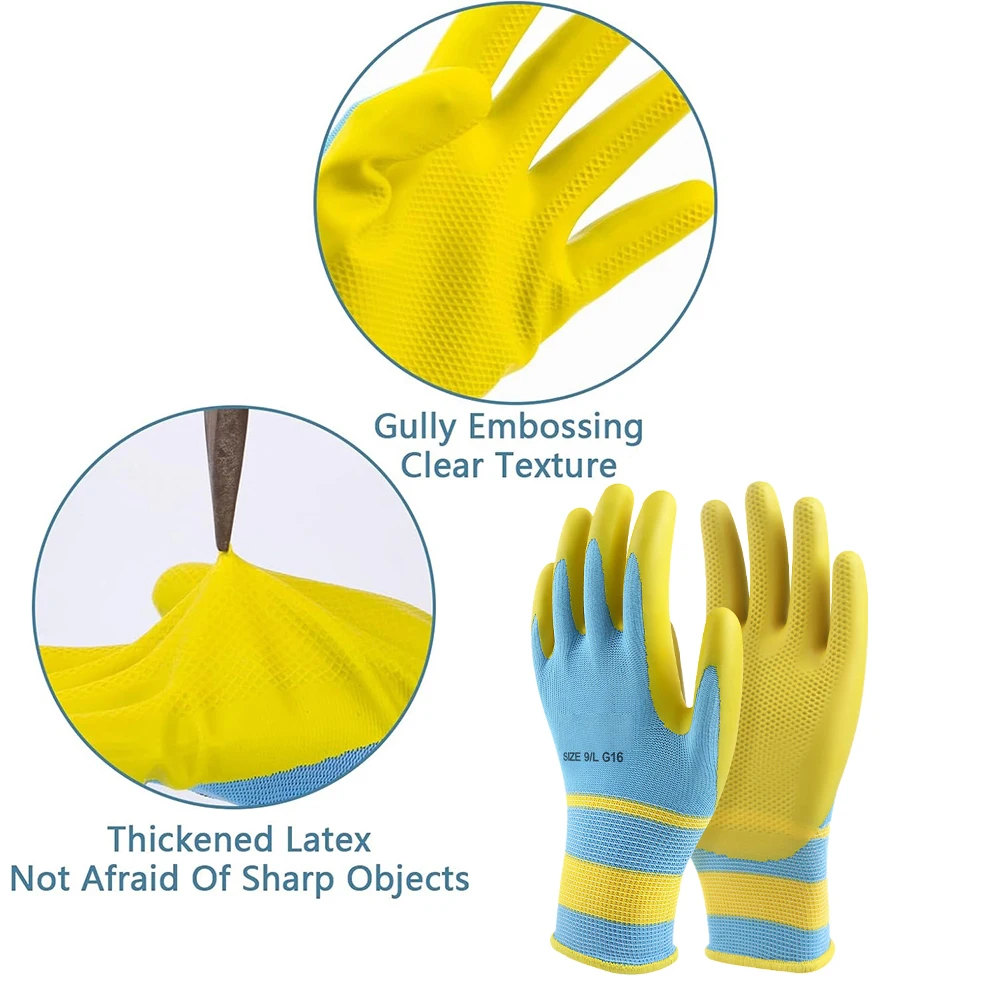12 PCS Blue Safety Work Gloves Non-slip Wear-resistant Breathable Nitrile Gloves Rubber Protective Equipment Soft Puncture Proof 2