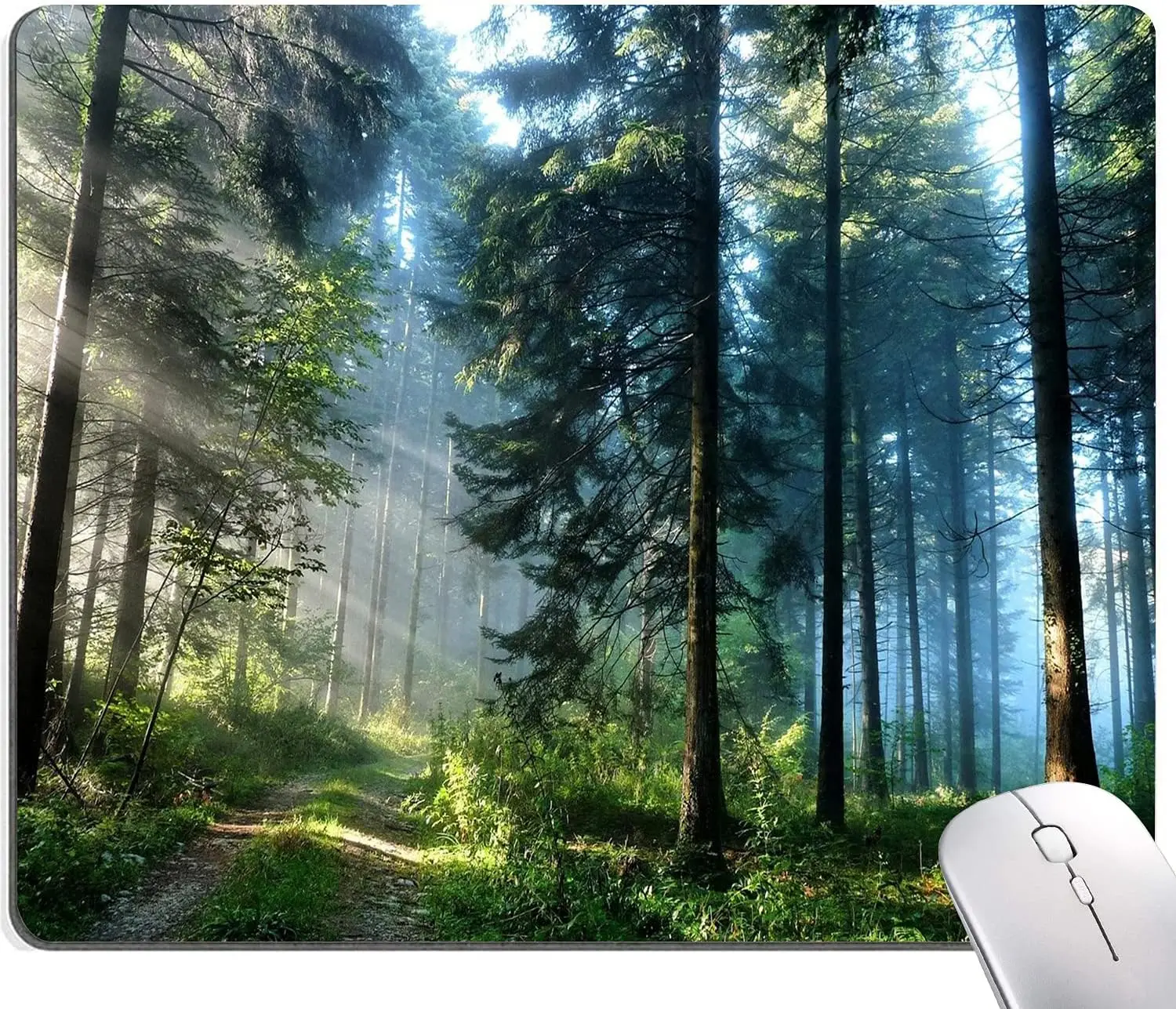 

Natural Scenery Forest Mouse Pad Custom Design Square Waterproof Mouse Pad Non-Slip Rubber Base MousePads 9.5x7.9x0.12 Inch