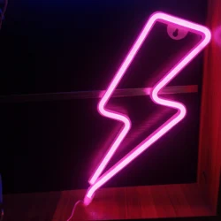 Customizable LED Neon Sign - USB/Battery - Powered Wall Decor for Bar, Bedroom, Game Room, Wedding, Party, Christmas (Lightning Pink)