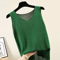 Blusas Mujer De Moda 2024 Blouse femmes été sans manches tricoté Blouse chemise femmes vêtements col en v Blouse haut pour femme chemises C855 6