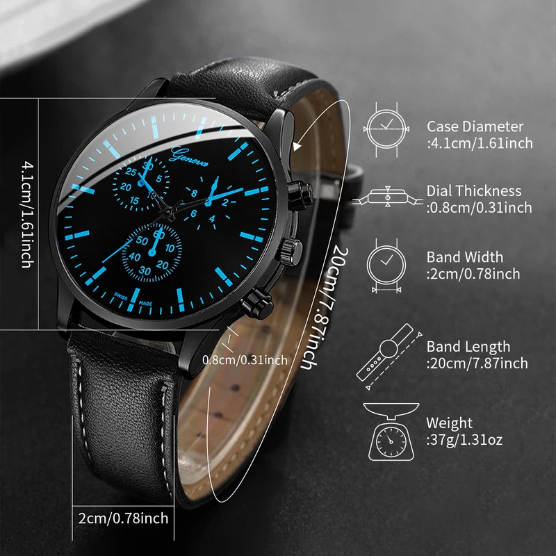 3PCS Set Men Business Watches Leather