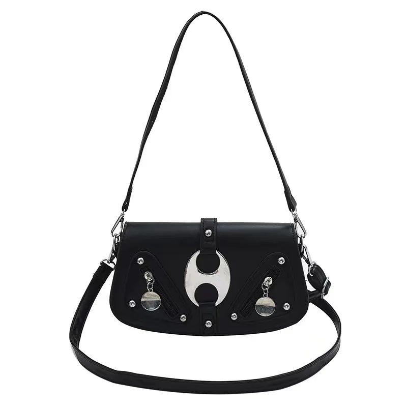 New personality punk saddle bag women's  French niche Spice single shoulder crossbody  Fashion light luxury retro 