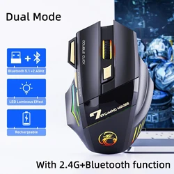 Enhanced Wireless Gaming Mouse - Dual Mode, Rechargeable, Silent with 7 - Color LED Lighting (Dual Mode)