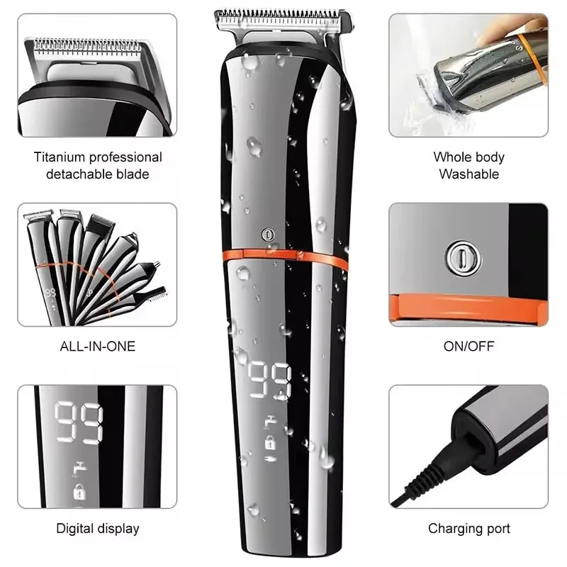 Xiaomi Youpin Hair Clipper 6 In 1 Hair Trimmer For Men Eyebrow Beard Trimmer Fully Washable Electric Hair Clipper Grooming Kit 6
