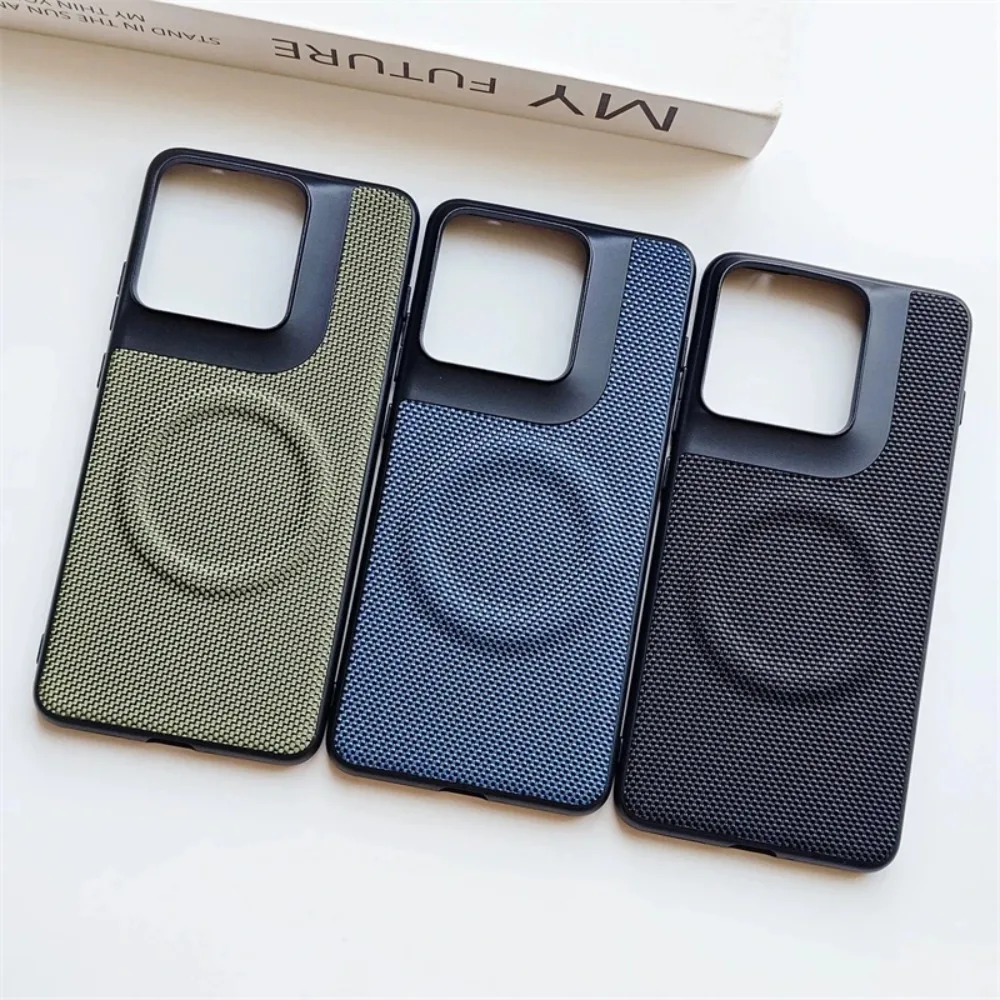 Premium Nylon Woven Leather Magnetic Case with MagSafe Protection Cover