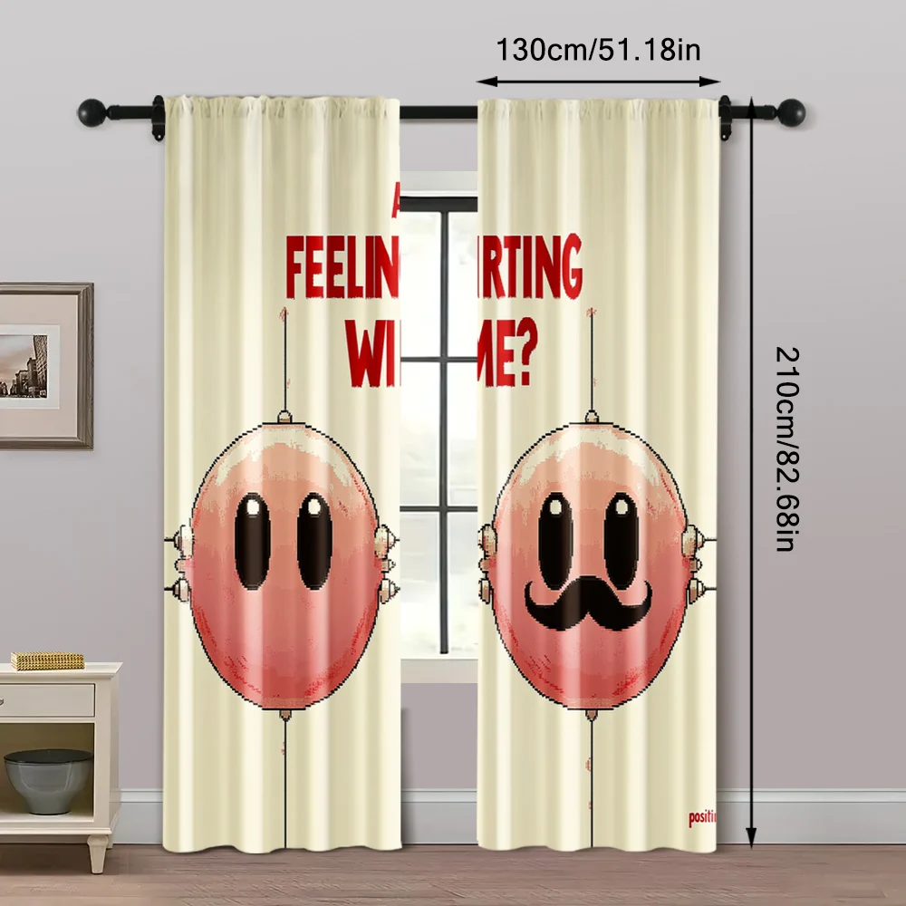 2pcs, Print Curtains 2D print game controller1 Durable 100% Polyester Fabric (without rod) Thermal Insulation, and Room 5