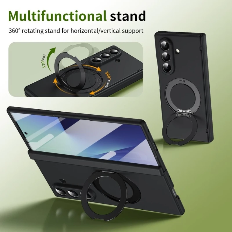 Hinge Protection MagSafe Magnetic Case with 360° Rotating Stand and Full Coverage