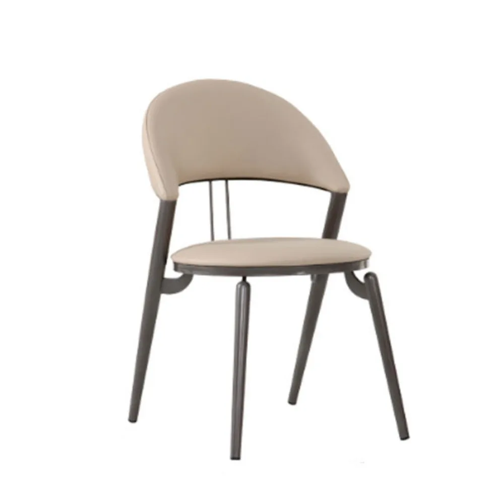 

Luxury household dining chair leather stainless steel Italian minimalist high-end back chair restaurant modern minimalist online