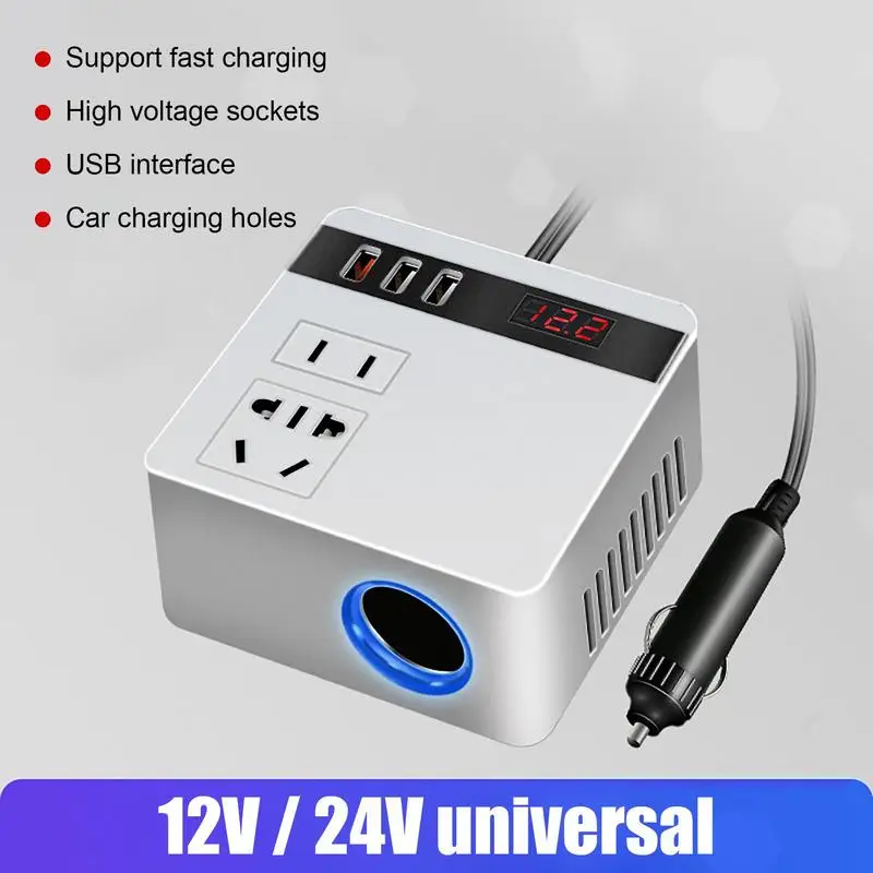 Car Plug In Adapter Outlet USB Ports Charger Quick Charging Electric Car Charger 150W Quick Charging For Travel Air Compressor