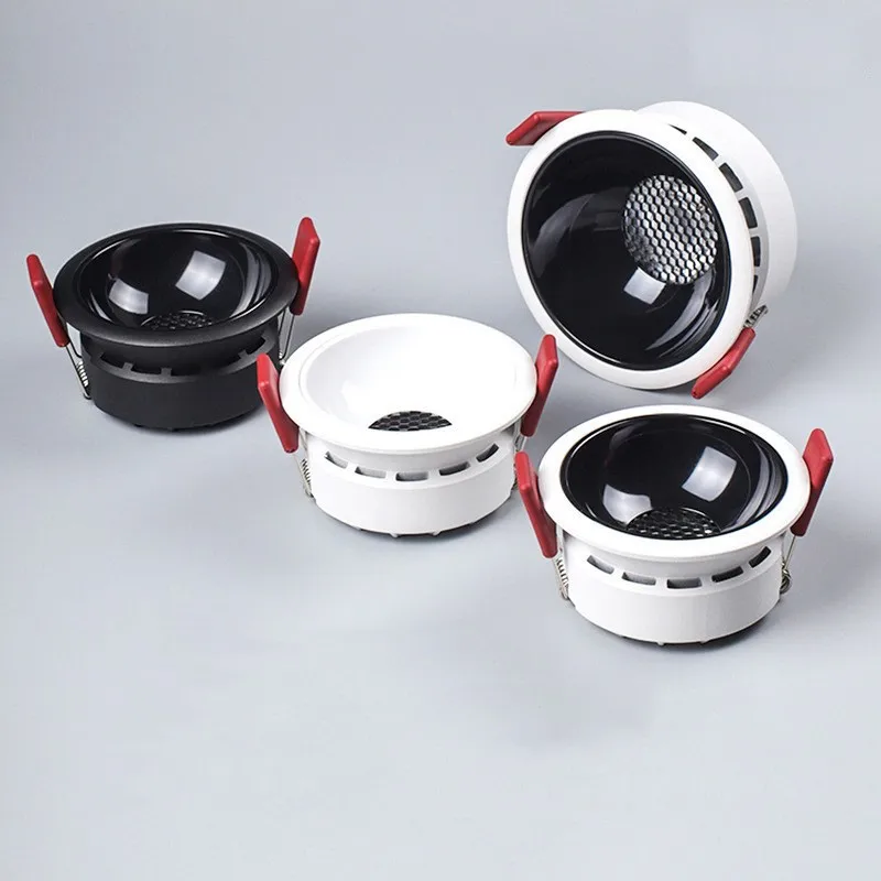 눈부심 방지 매입형 천장 통 램프 7W 9W 12W 18W 20W 벌집 COB LED 스포트 라이트 천장 조명기구 조명 85-265V