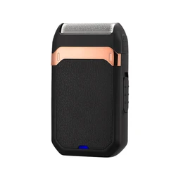 Sleek Stainless Steel USB Rechargeable Men's Electric Shaver (Black)