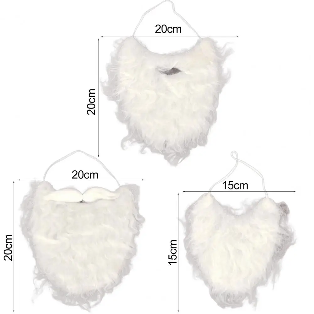 Santa Claus Beard Curly Fluffy Soft Elastic Band Santa Beard Adults/Kids Christmas Fake White Handlebar Mustache for Party