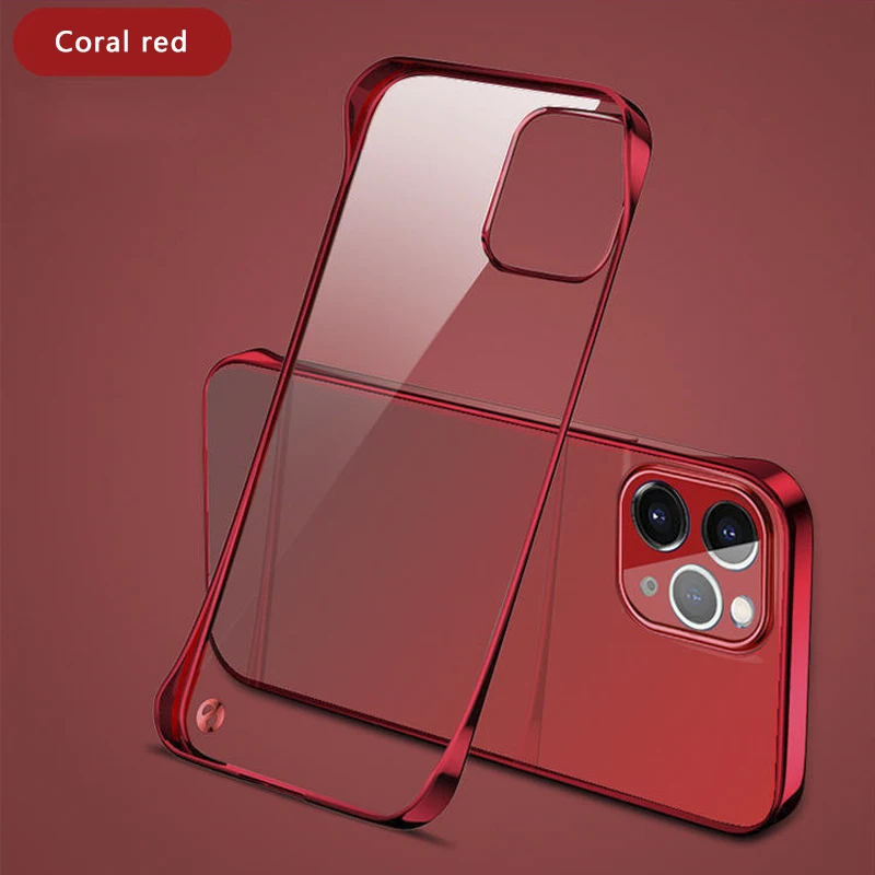 Transparent PC Hard Plating Frameless Phone Case For Iphone 13 Pro Max 12 Mini 11 X XR Xs Max 7 8Plus Borderless Thin Cover Case waterproof phone pouch Cases & Covers