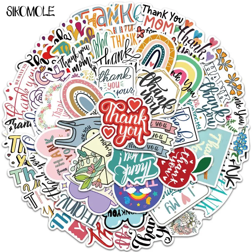 

10/30/50 шт., наклейки с надписью «Thank You»