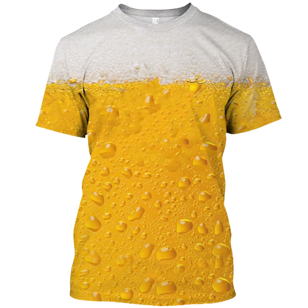 

Футболка мужская с коротким рукавом, модный топ с 3D принтом пива, уличная Свободная рубашка, оверсайз, одежда на лето