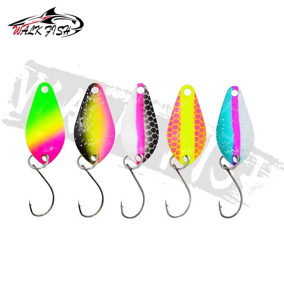 WALK FISH Trout Small Micro Fishing Spoons Single Hook Lures 1.2g 1.6g 2g  Spinner