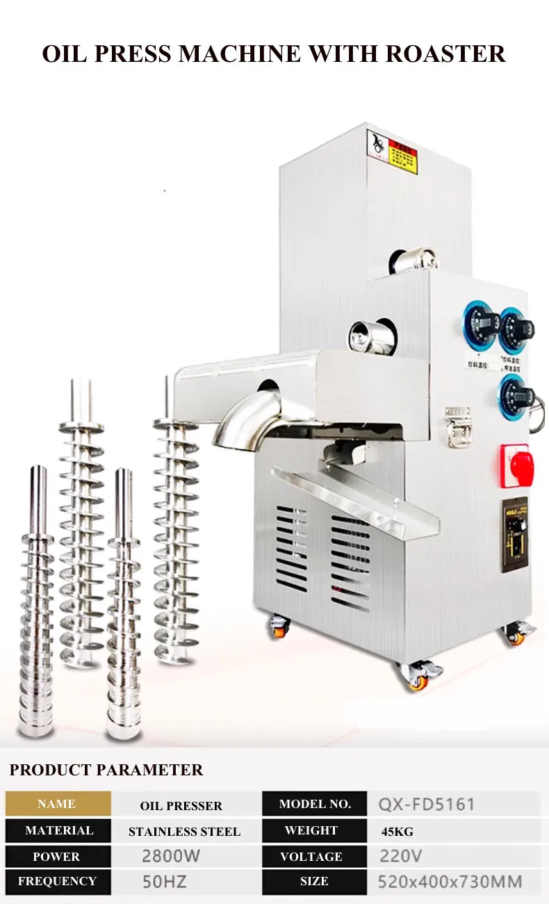 High Oil Yield Fully Automatic Stainless Steel Mini Commercial Home Use Nut Avocado Palm Cold Screw Oil Press Machine
