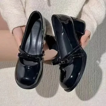 Spring/autumn Mid Heel Mary Janes Square Toe Square Heel 2025 Hot Sale Ladies Shoes New Solid Butterfly-knot Fashion Pumps 1