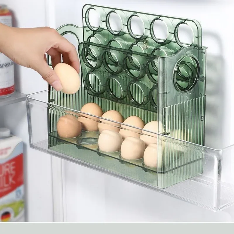 

Kitchen Large Capacity Egg Fridge Storage Box - Portable Multi-Layer Egg Tray Organizer, Convenient Opening/Closing Egg Holder