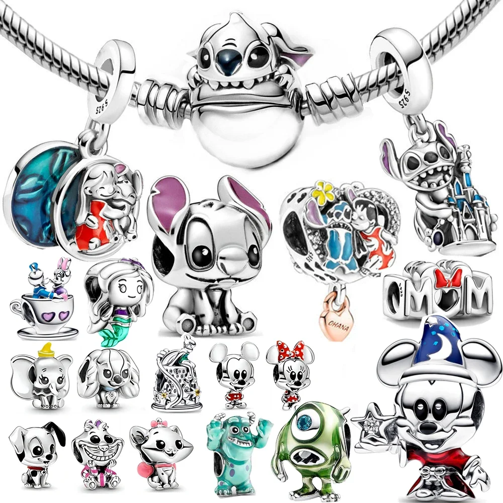 Disney Lilo Stitch Series Silver 925 Charms Fit Silver 925 Original Bracelet Beads Charms for Women Jewelry Making Gift