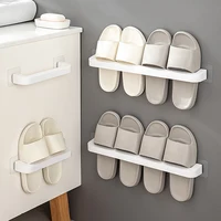 Bathroom Slipper Shelf Punch Free Wall Mounted Shoes Hanger Rack Towel Storage Shelf Space Saving Shelves Bathroom Accessories 1