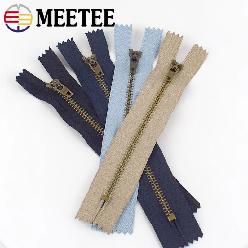 5pcs 10/13/15/18cm(3.9-7 inch) 4# Close-End Metal Zipper Bag Jeans Pants Pocket Auto Lock Zip DIY Garment Sewing Accessories |