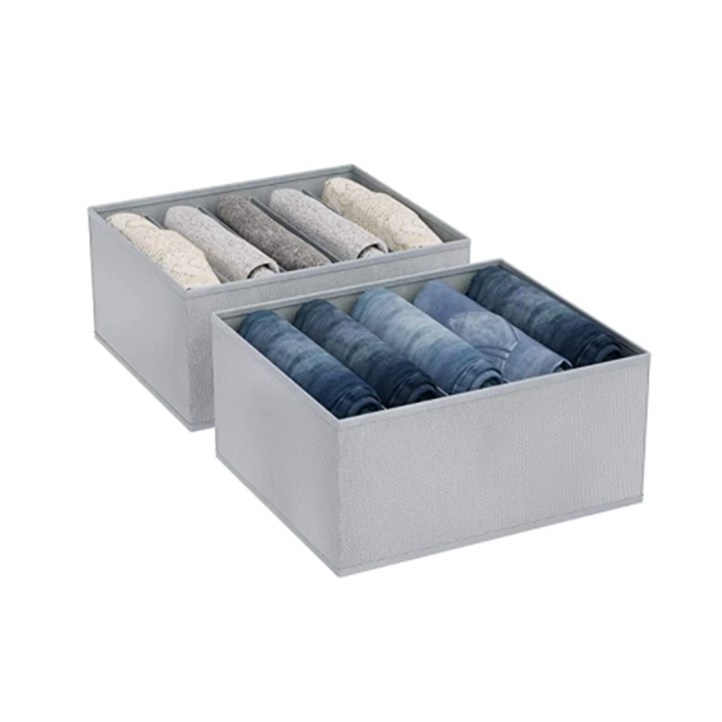 Foldable Storage Box, Pack Of 2 Jeans Cabinet Organiser Fabric Wardrobe Organiser With Compartments For Trousers, Shirts| | - AliExpress Foldable Storage Box, Pack Of 2 Jeans Cabinet Organiser Fabric Wardrobe Organiser With Compartments For Trousers, Shirts| | - AliExpress