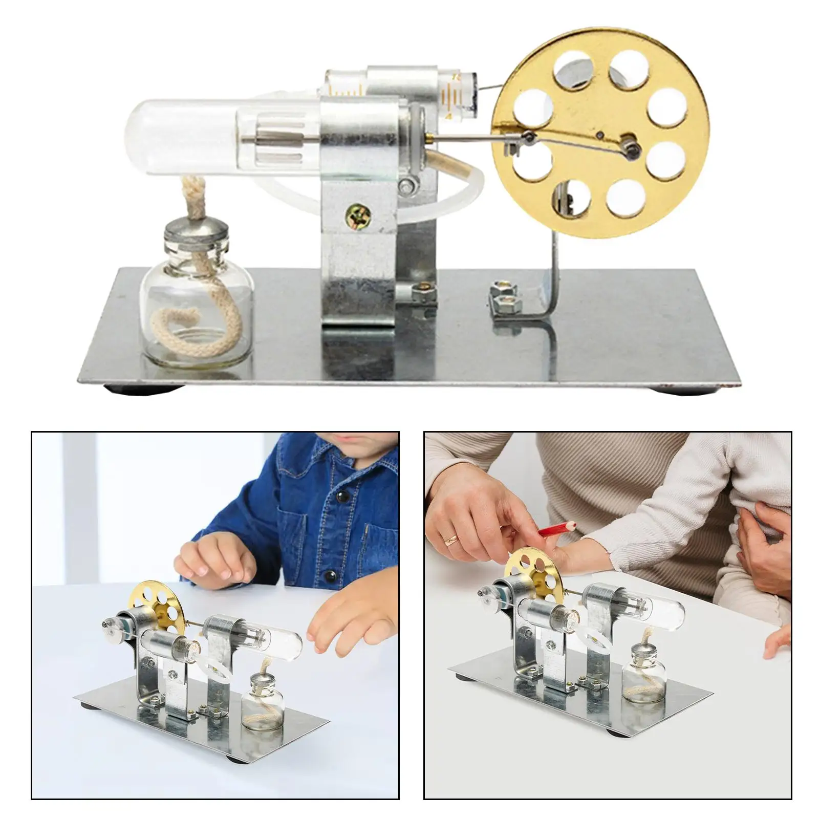 Hot Air Sterling Engine Model Steam Power Science Invention Toy Steam Heat Education Model Toy for Boys Girls Children Adults