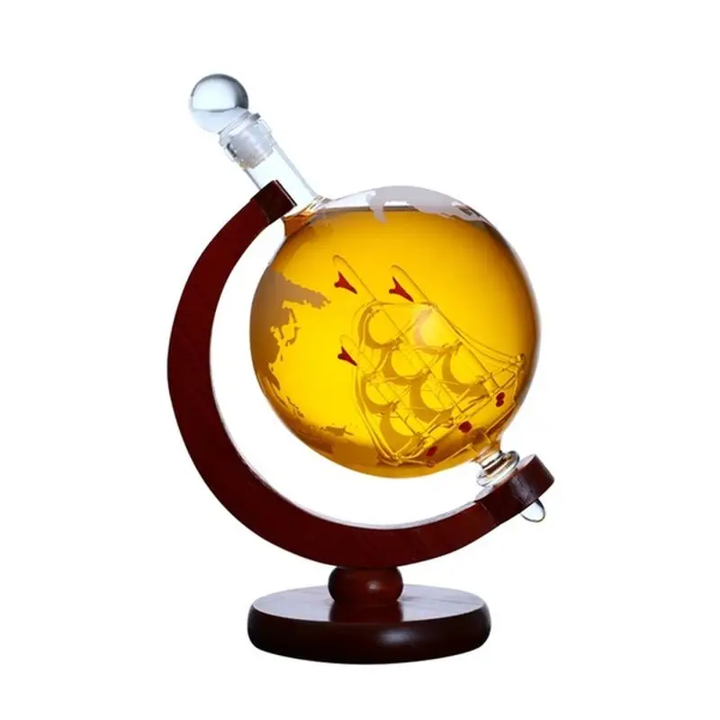 Description Picture 5 of item850ml Large Glass Globe Round Liquor Decanter Gift Whiskey Bottle Wine Decanter Holder Shot glasses dispenser Drink dispenser