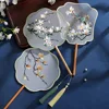 Embroidered Group Fan Ancient Style Fan Summer Long Handled Tassel Dance Hanfu Palace Fan Children's Cheongsam Round Fan 1