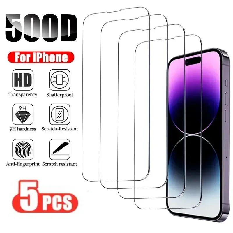 

Защитное стекло, закаленное стекло для IPhone 15 14 13 11 Pro Max 12 Mini I Phone XS XR X 8 7 6 Plus SE 2022, 5 шт.