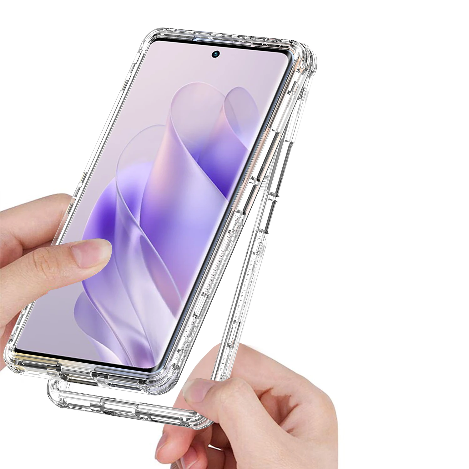 Hybrid Armor Shockproof Case with Transparent TPU Back Cover