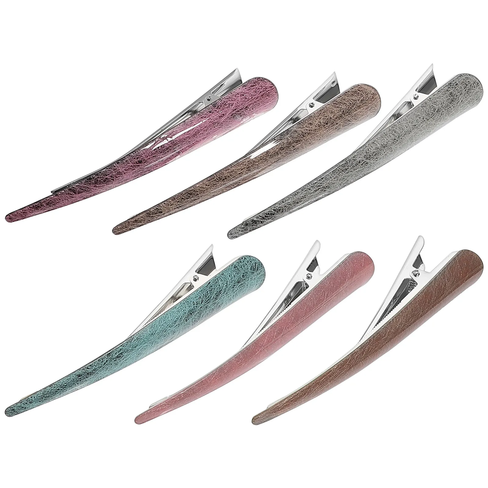 6Pcs 호른 헤어 클립 여성용 아크릴 오리 클립 소녀 포니 테일 클램프 헤어 스타일링 장식 선물 준비