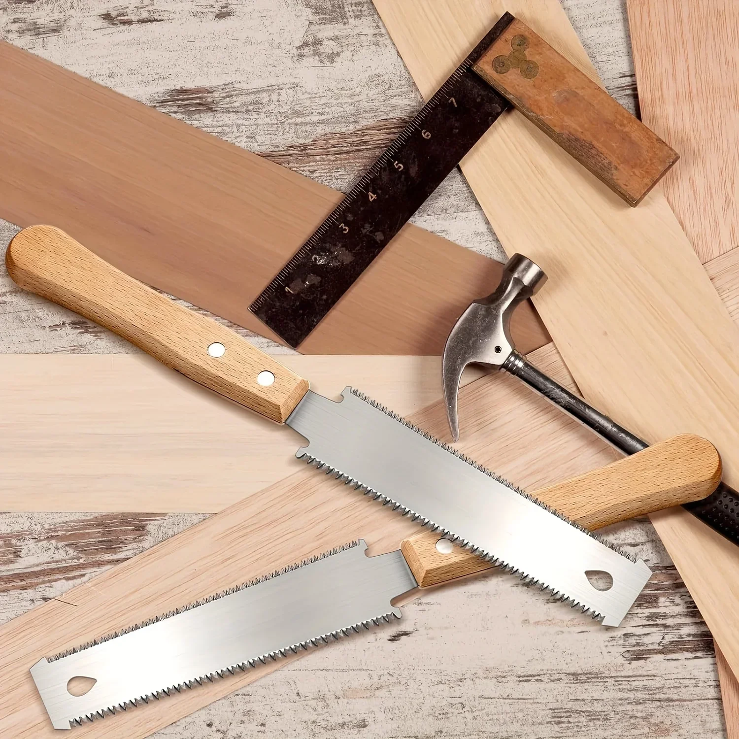 Japanese Style Hand Saw Non-slip Wooden Handle Pull Saw Flush Cut Flexible Woodworking Cutting Tool