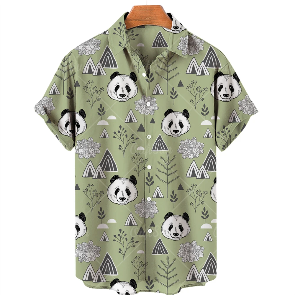 2023 New Camisas De Hombre Cute Panda Creative Hawaiian Shirt 3D digital Printed beach shirt Trend Short sleeve shirt men\'s top