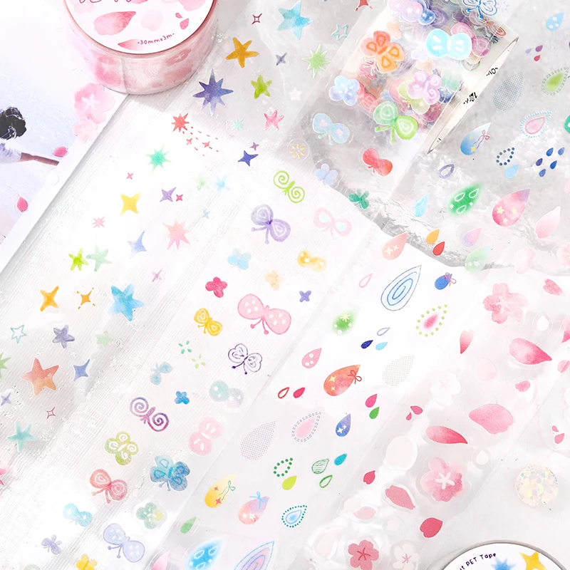 30mm * 3m 컬러풀 스몰 프래그먼트 시리즈 카와이 다이컷 테이프 DIY 스크랩북 데코 저널 용품 에스테틱 문구