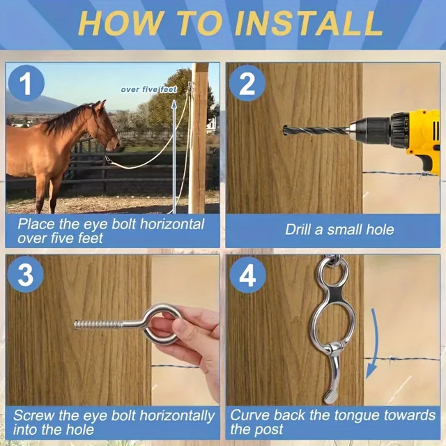1pcs Stainless Steel Horse Tie Ring Safety Horse Hitching Ring With Easy Clip And Fixed Plate, Durable Equestrian Equipment 5