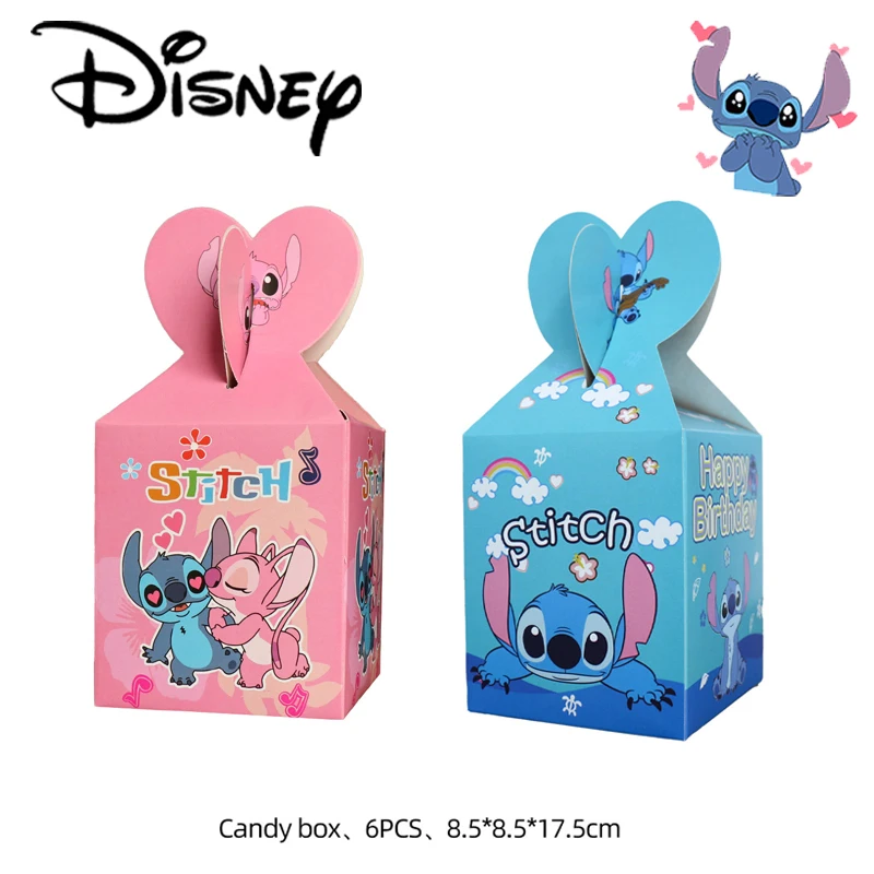 

Disney Anime Lilo & Stitch Theme Birthday Candy Box Cute Stitch Print Decorative Storage Box Cartoon Holiday Gift Packaging