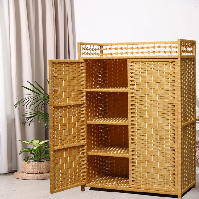 Armoire en rotin, petite armoire de rangement pour chambre à coucher,  armoire combinée moderne simple à une porte - AliExpress