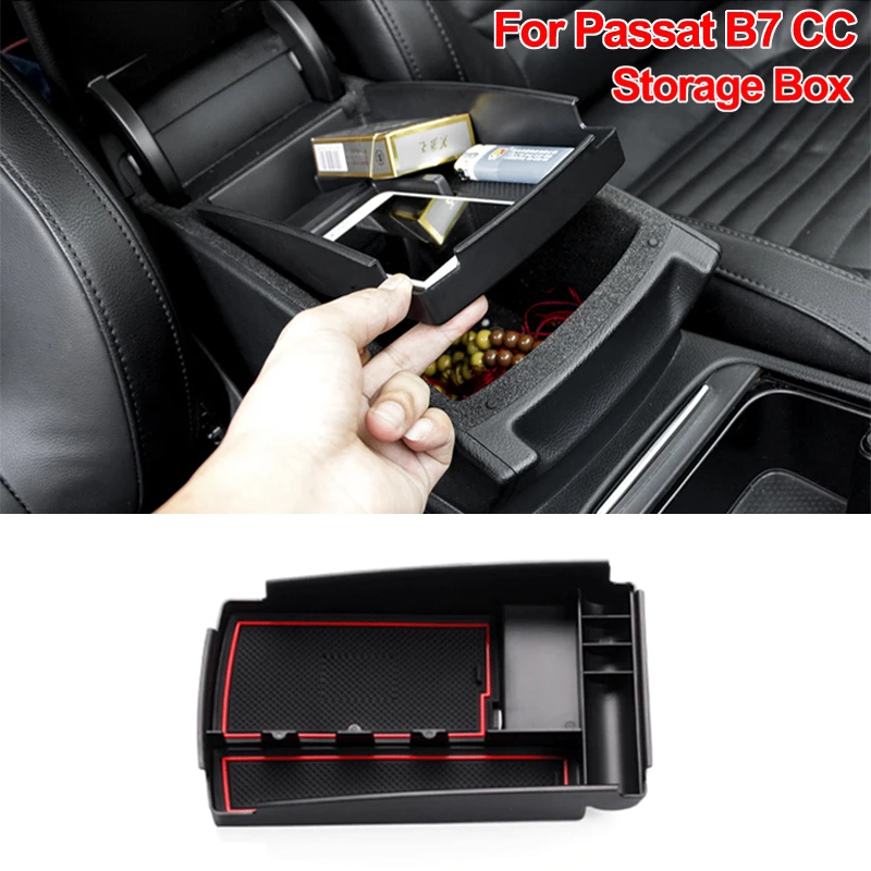 For VW Passat CC B6 B7 HM,Car Center Console Armrest Secondary Storage Box  Tray