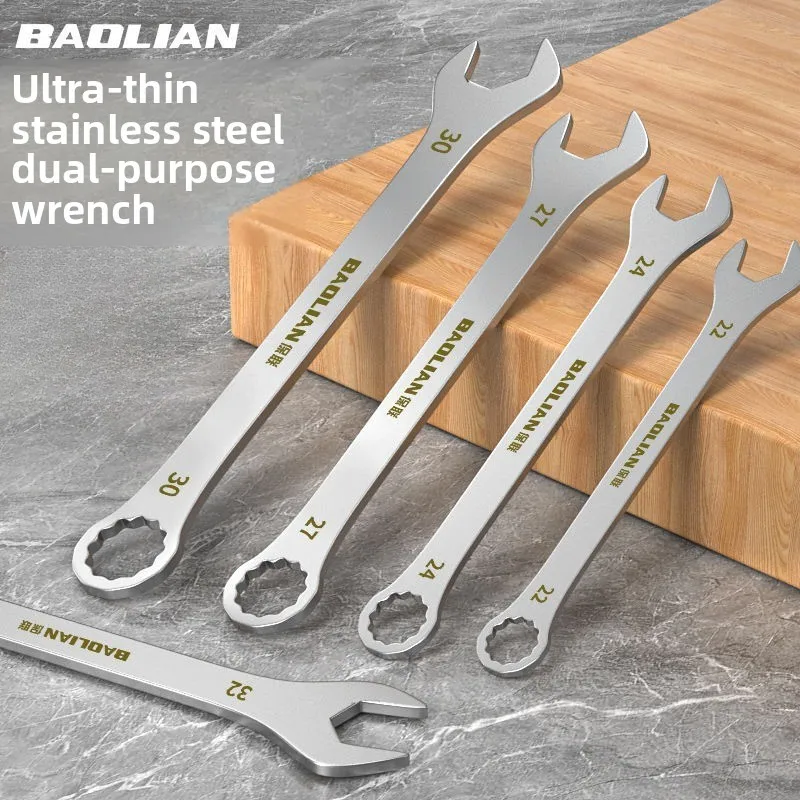 Ultra-Thin Dual-Purpose Wrench - Large Open-End with Plum Design (3mm, 4-27mm)