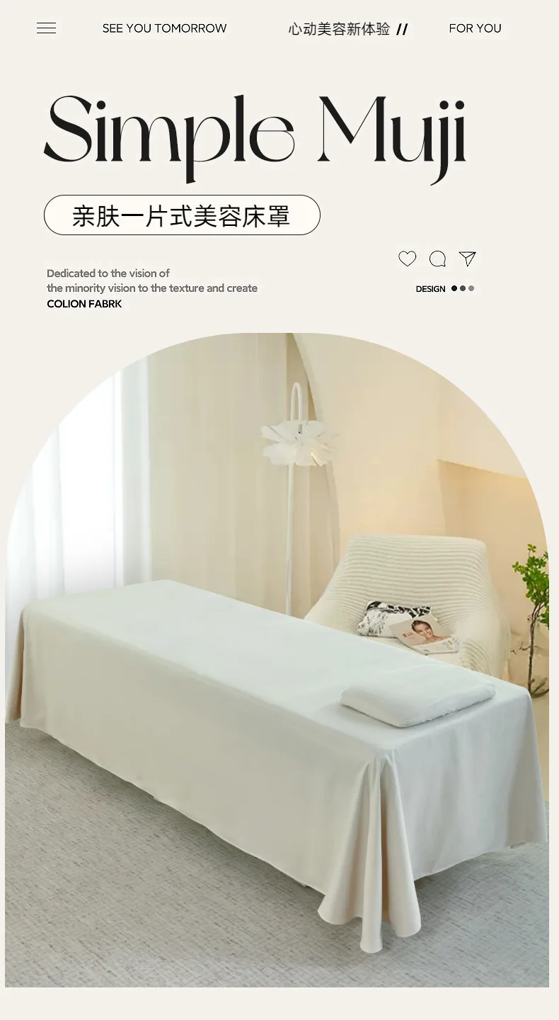 Description Picture 2 of itemSolid Bed Skirt for Beauty Salon, Massage Table Sheet, Skin-Friendly Massage Bed Cover, SPA Bed Full Cover Sabnanas with Hole
