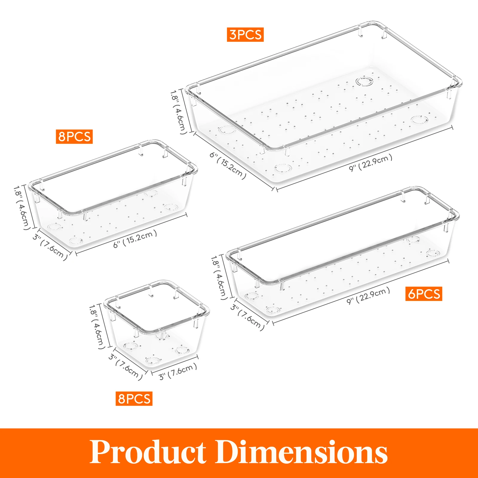 25 PCS Drawer Organizer Set Clear Plastic Desk Drawer Dividers Trays Dresser Storage Bins Separation Box for Makeup,Bedroom