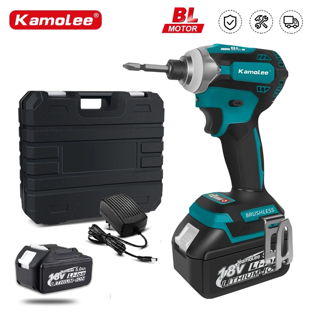 Kamolee 588Nm Avvitatore Elettrico A Percussione Senza Fili Avvitatore A 5 Velocità Utensile Elettrico 1/4 "Con 3 Luci A Led Per Batteria Makita