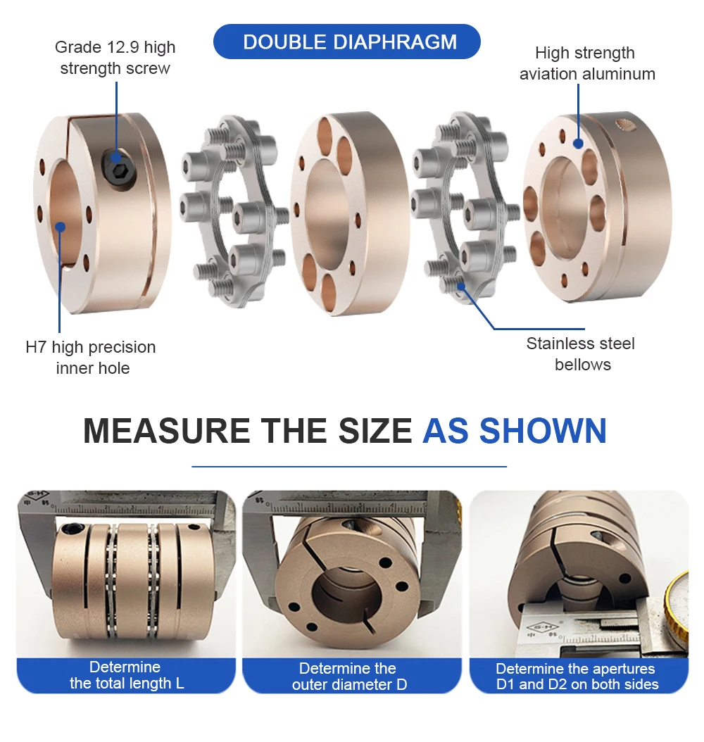 Description Picture 3 of itemCloweit D26L35 Elastic Diaphragm Coupling  4-12mm Shaft 8 Screws High Performance Flexible Industrial Disk Shaft Coupler