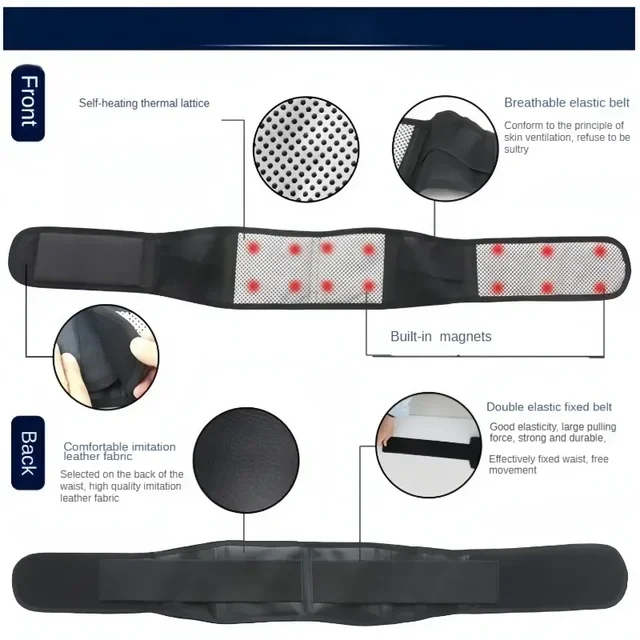 Self Heating Lower Back Supports Magnetic Therapy Lumbar Waist Bandage Back Waist Belt Tourmaline Waist Brace Support Belt Band 6