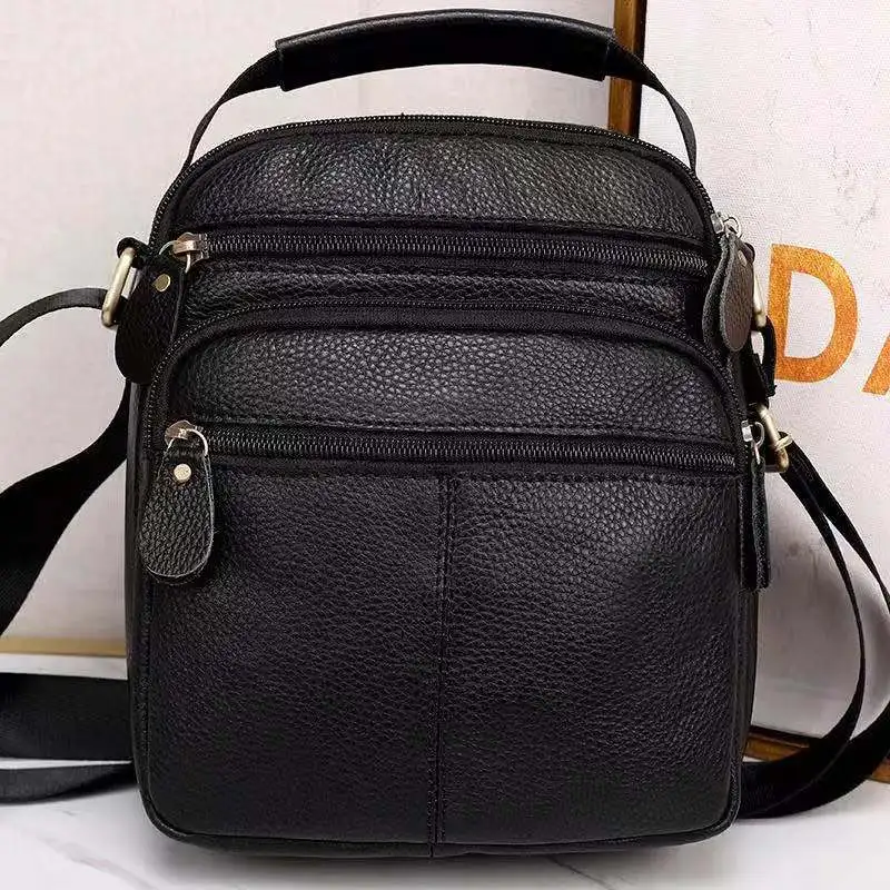 Leather Man Purse Shoulder Bag Small Mens Crossbody Messenger Bags for Work Men Satchel Handbag